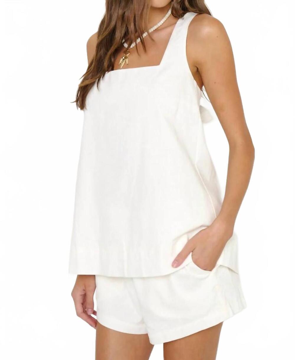 NEW SHOW ME YOUR MUMU women's taryn top in white linen